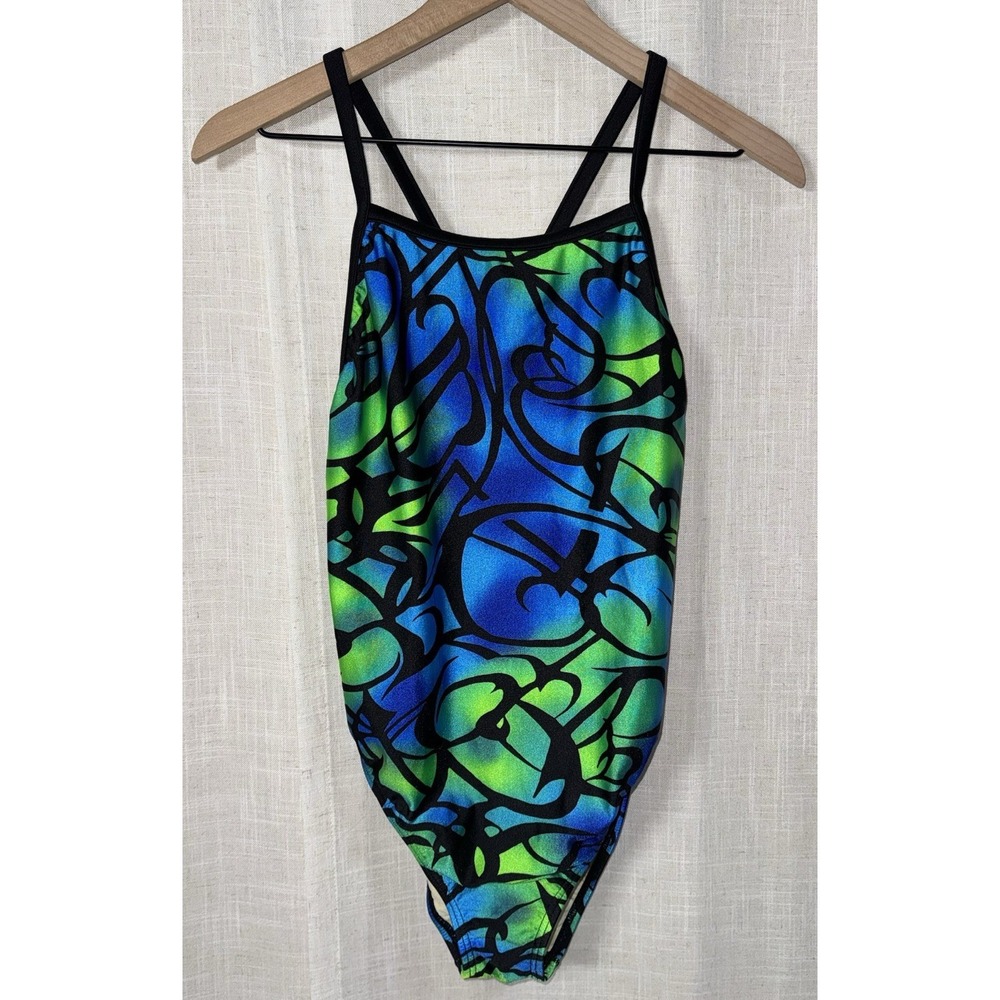 Speedo Women's Endurance One Piece Swimsuit Blue Green Tribal Print
